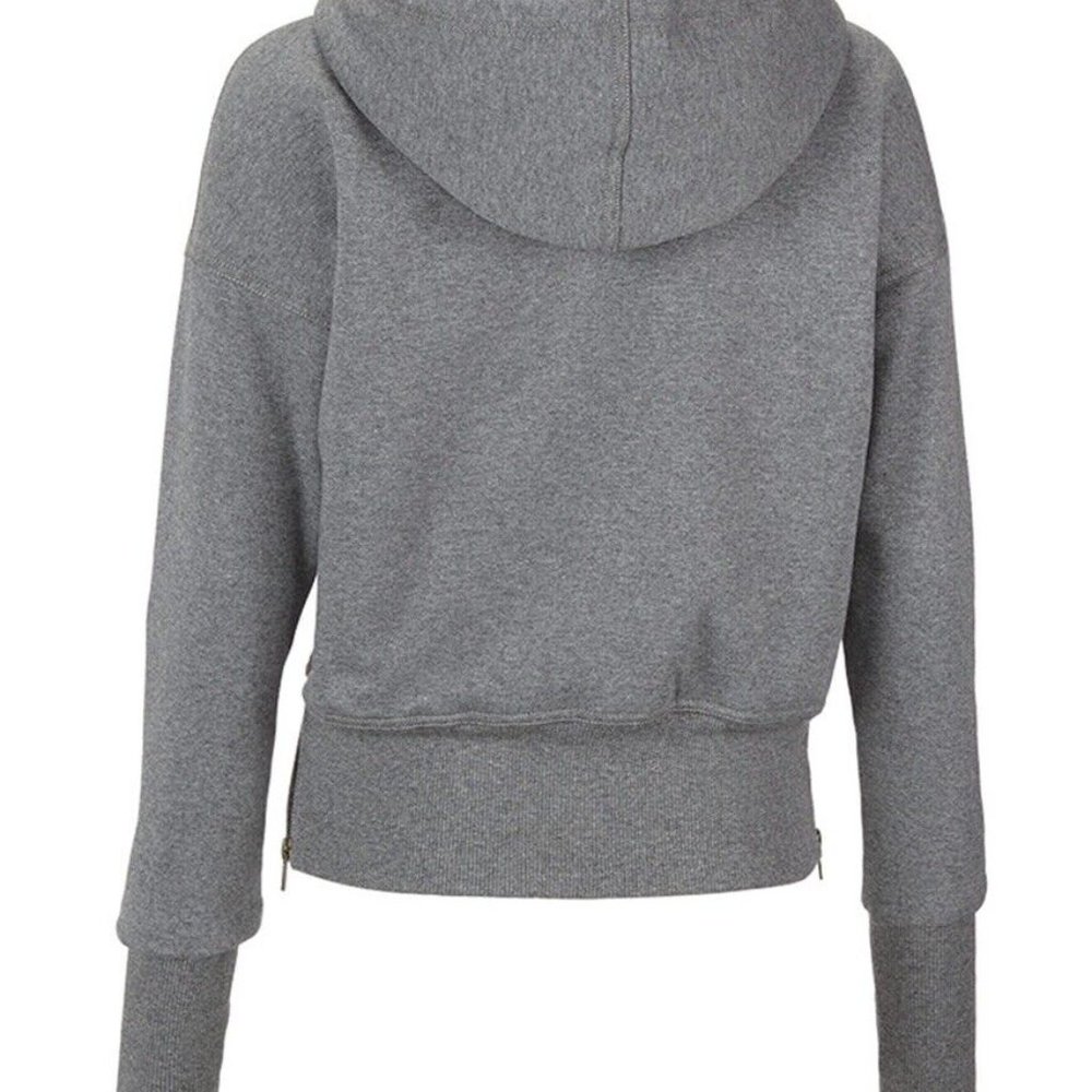 Cabi Apres Ski Hoodie Jacket Medium Grey Sherpa Lined Sweatshirt 3853 Side Zips - Picture 4 of 5